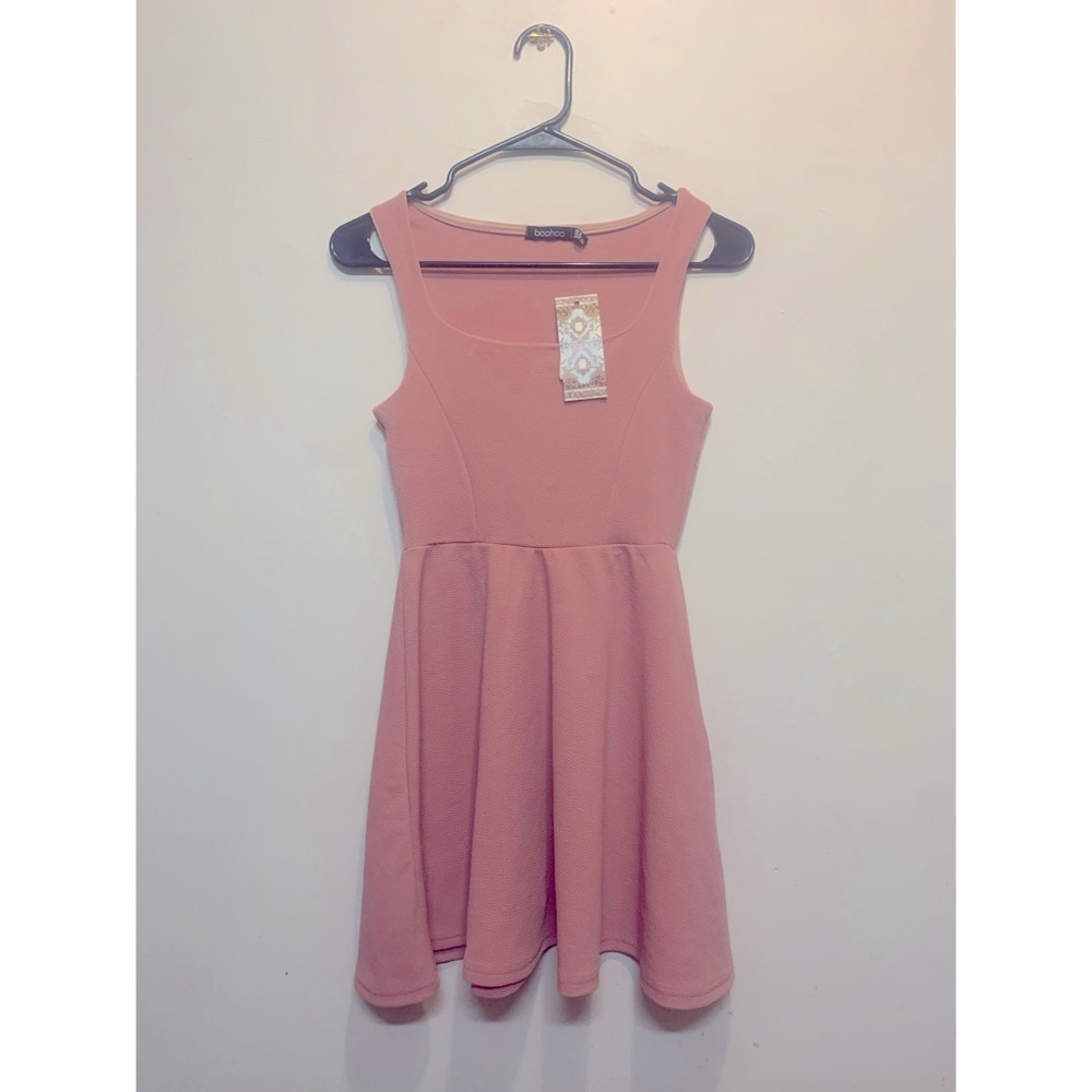 Boohoo Cute Strappy Skater Dress Pink